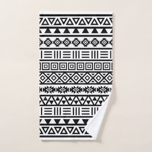 Aztec Influence Pattern II Black  White Hand Towel