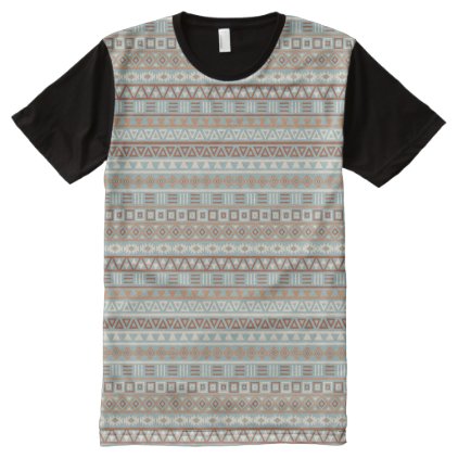 Aztec Influence Rpt Ptn Blue Cream Terracottas All-Over-Print Shirt