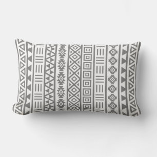 Aztec Influence Vertical Ptn Grey on White Lumbar Pillow