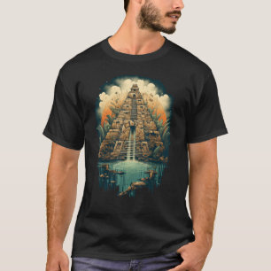 Aztec Inka Maya Mystic Jungle Temple Pyramid Graph T-Shirt