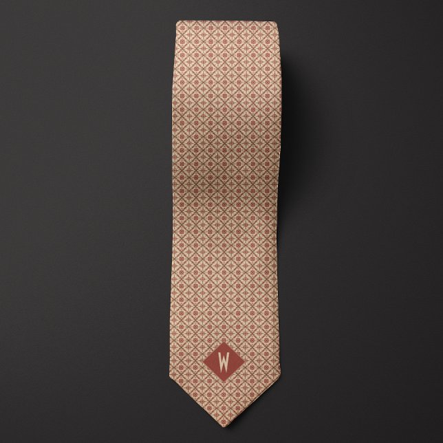 Aztec-Inspired Brown and Sand Pattern Neck Tie (Creator Uploaded)