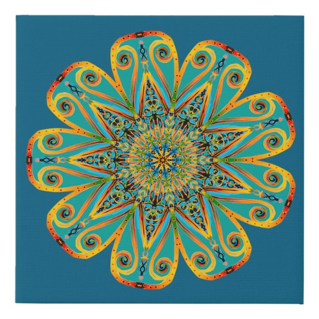 Aztec inspired Mandala Faux Canvas Print (Front)