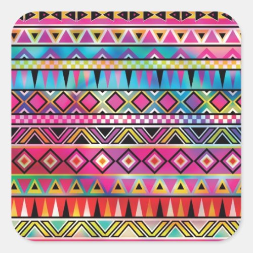 Aztec inspired pattern square sticker