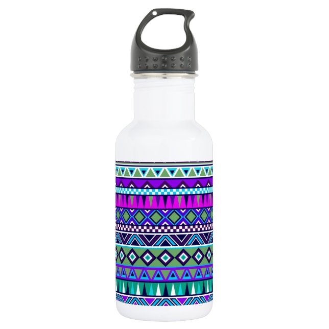 Aztec inspired pattern water bottle (Front)