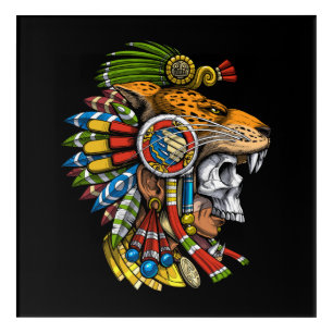 Aztec Jaguar Mask Acrylic Print