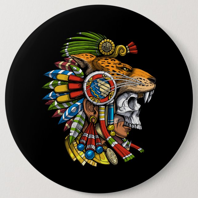 Aztec Jaguar Mask Button (Front)