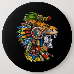 Aztec Jaguar Mask Button