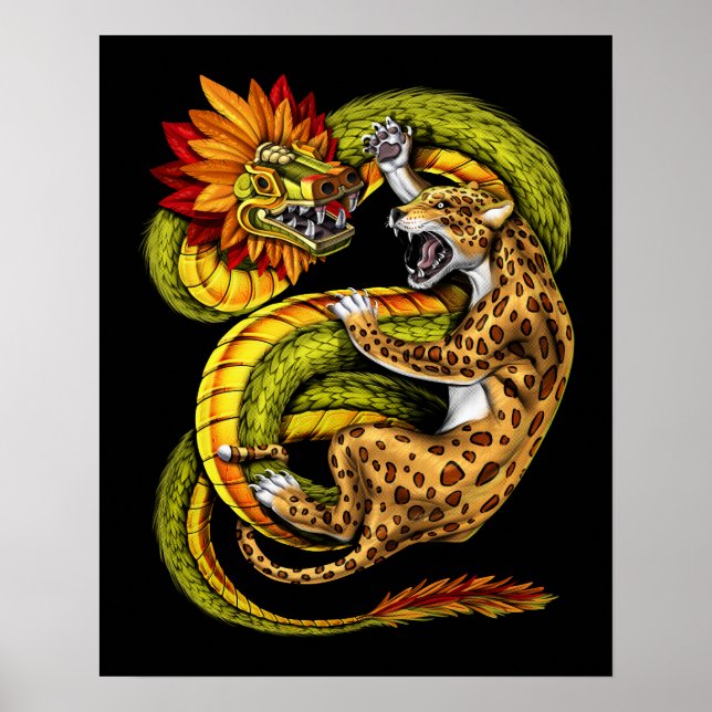 Aztec Jaguar vs Quetzalcoatl Poster (Front)