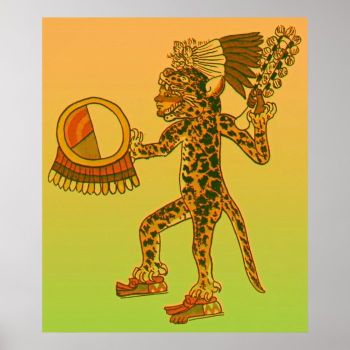 Aztec Jaguar Warrior Print
