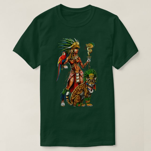 Aztec Jaguar Warrior Woman T-Shirt (Design Front)