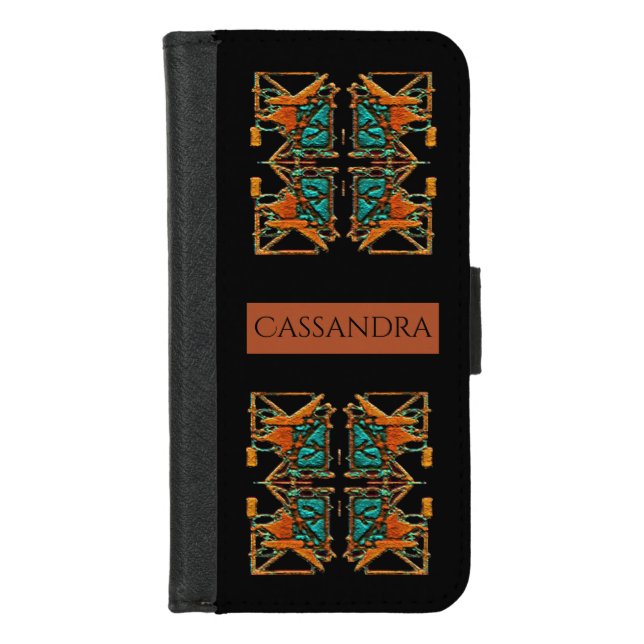 Aztec Mandala Personalized  iPhone Wallet Case (Front)