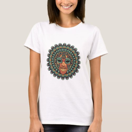 Aztec mask pattern T_Shirt