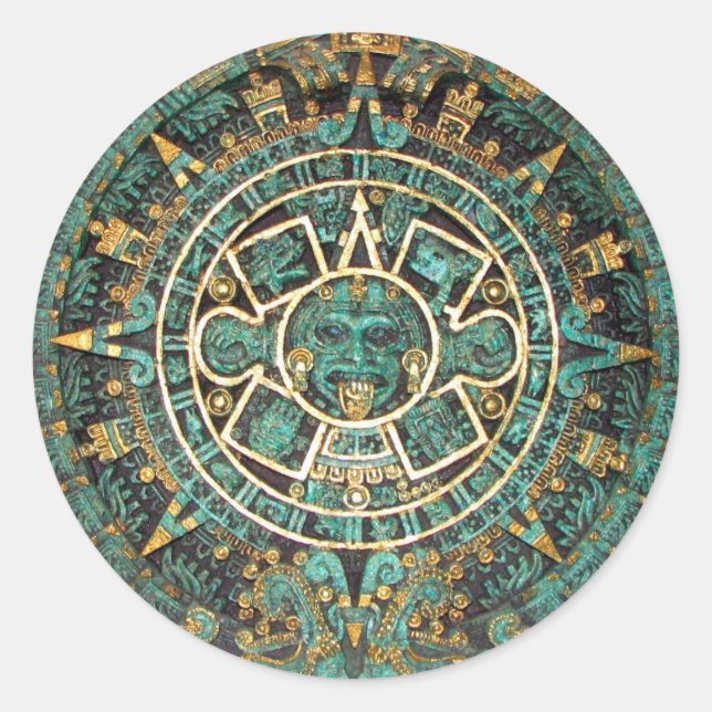 Aztec Mayan Ancient Round Disk Calendar Classic Round Sticker (Front)