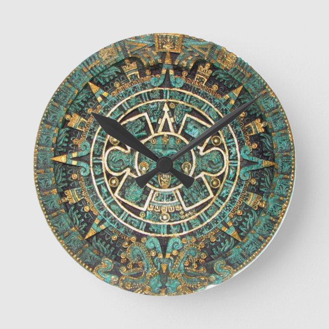 Aztec Mayan Ancient Round Disk Calendar Round Clock (Front)