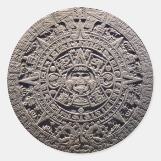 Aztec MAYAN CALENDAR Stone - December 21, 2012 Classic Round Sticker ...