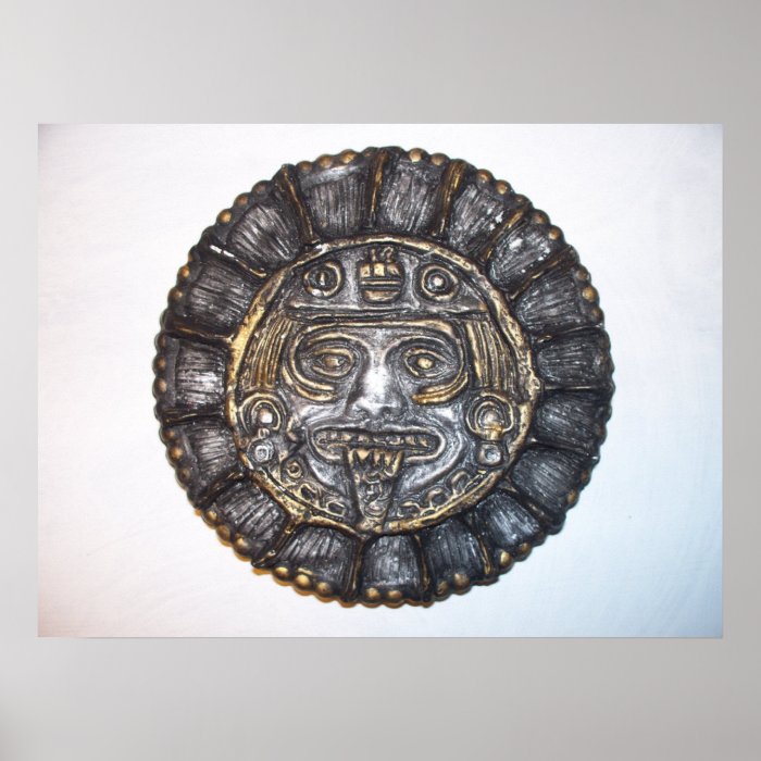 aztec/mayan  face in sun poster