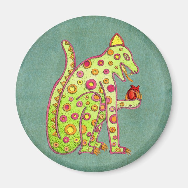 Aztec Mayan Inspired Jaguar Magnet (Front)