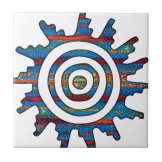 Aztec Mayan Multi-Coloured Sundial Ceramic Tile