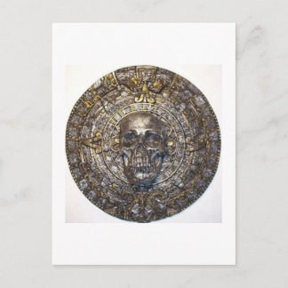 Aztec/Mayan Skull Warrior Calendar Postcard