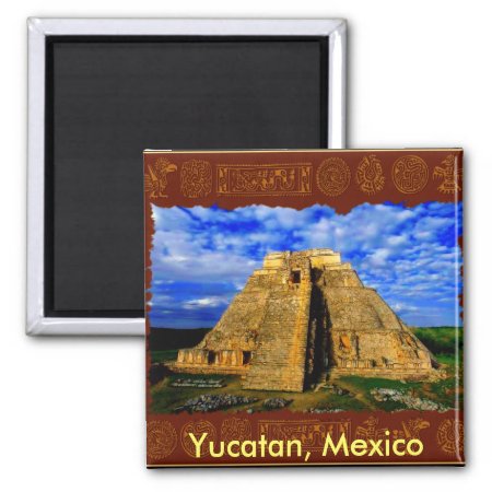 Aztec Mayan Temple Yucatan Mexico Collection Magnet