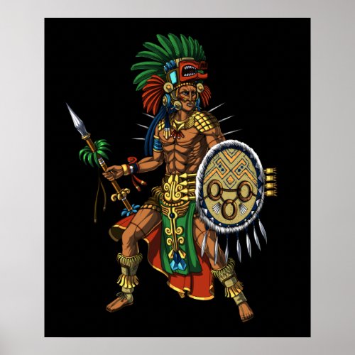 Aztec Mayan Warrior Poster