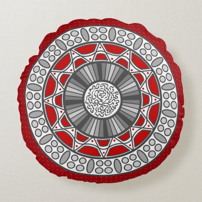 Aztec Meets Alien Round Pillow (Front)