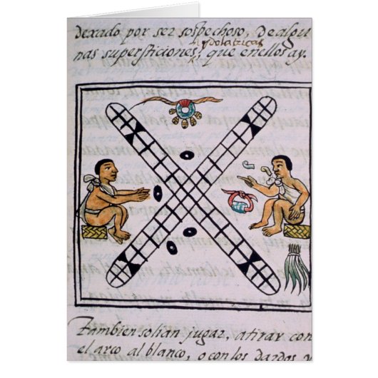 Aztec men gambling Patoli Cards (Front)