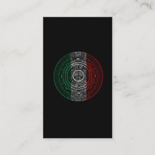 Aztec Mexica Calendar Mexican Flag Art Business Card