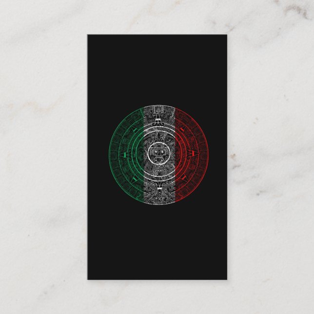 Aztec Mexica Calendar Mexican Flag Art Business Card (Front)