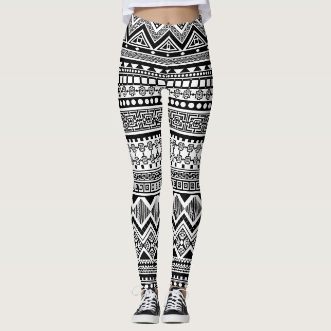 Aztec Mexican abstract pattern Leggings (Front)