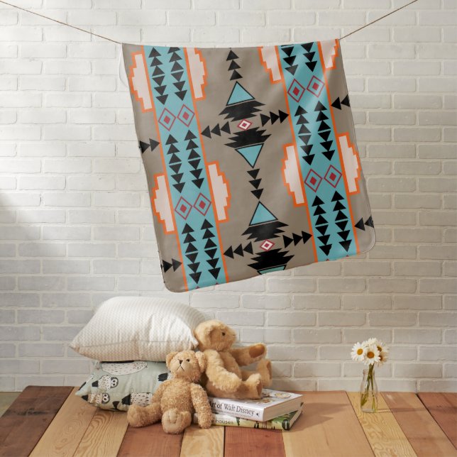 Aztec Mexican Geometric Pattern Baby Blanket (In Situ)