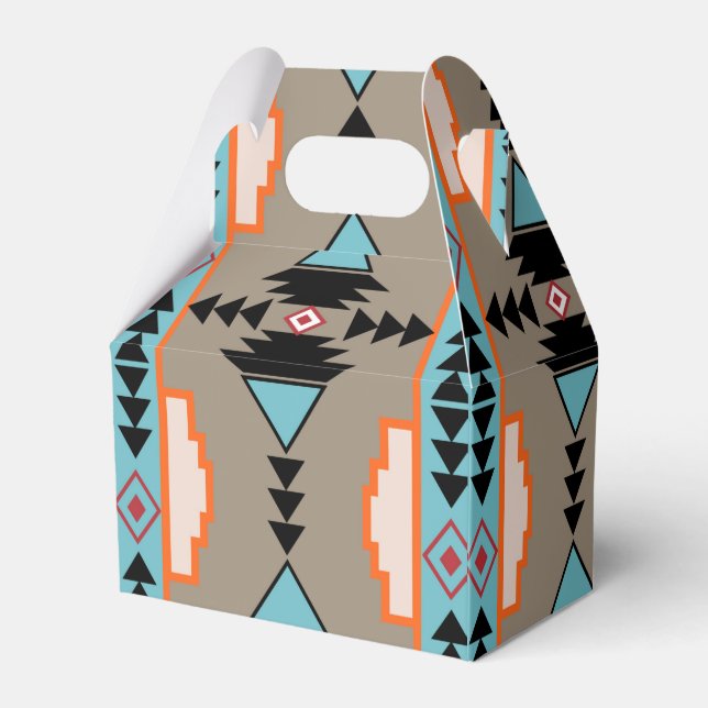Aztec Mexican Geometric Pattern Favor Boxes (Front Side)