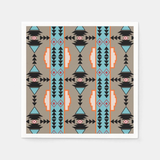 Aztec Mexican Geometric Pattern Napkins (Front)