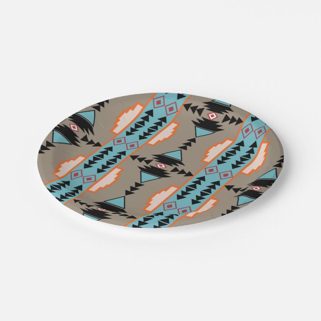 Aztec Mexican Geometric Pattern Paper Plates (Angled)