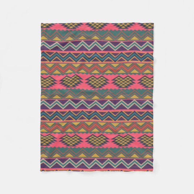 Aztec Mexican handicraft cute hot pink Fleece Blanket (Front)