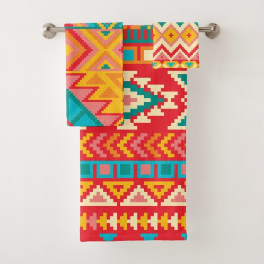 Aztec Mexican Rug Patterns Bath Towel Set