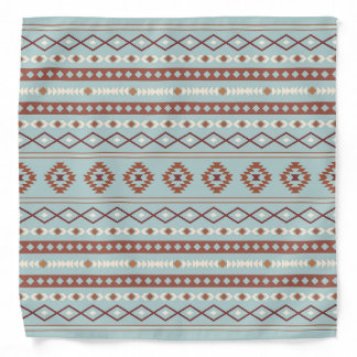 Aztec Mixed Motif Pattern Rusts Cream Blue Bandana