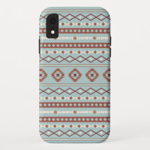 Aztec Mixed Motif Pattern Rusts Cream Blue iPhone XR Case