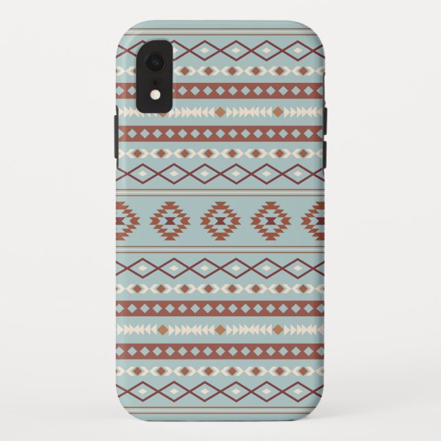 Aztec Mixed Motif Pattern Rusts Cream Blue Case-Mate iPhone Case (Back)