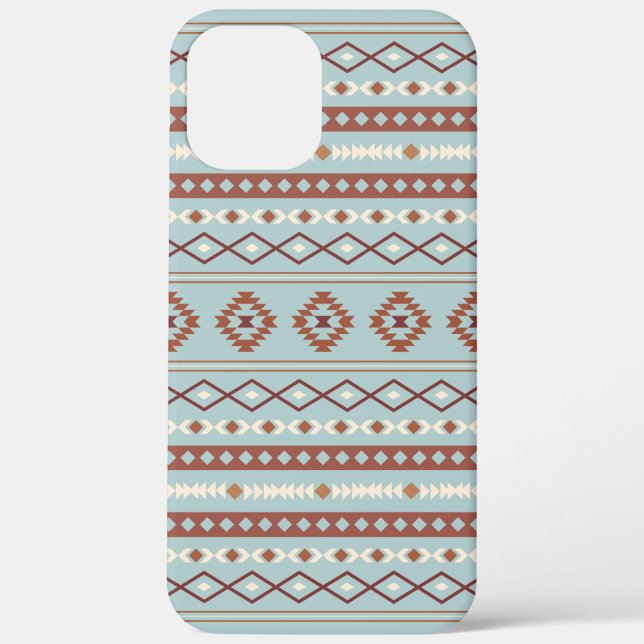 Aztec Mixed Motif Pattern Rusts Cream Blue Case-Mate iPhone Case (Back)