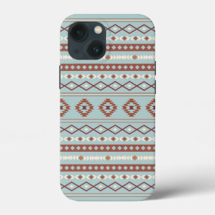 Aztec Mixed Motif Pattern Rusts Cream Blue iPhone 13 Mini Case