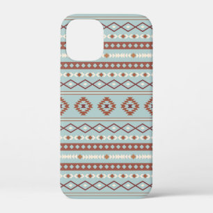 Aztec Mixed Motif Pattern Rusts Cream Blue iPhone 12 Mini Case