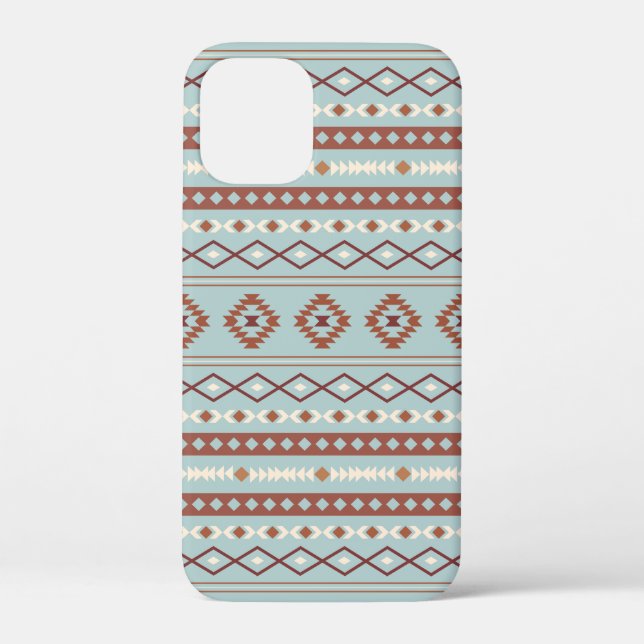 Aztec Mixed Motif Pattern Rusts Cream Blue Case-Mate iPhone Case (Back)