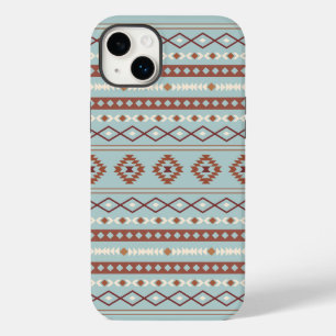 Aztec Mixed Motif Pattern Rusts Cream Blue Case-Mate iPhone 14 Plus Case