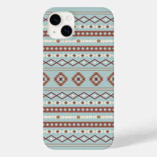 Aztec Mixed Motif Pattern Rusts Cream Blue Case-Mate iPhone 14 Plus Case