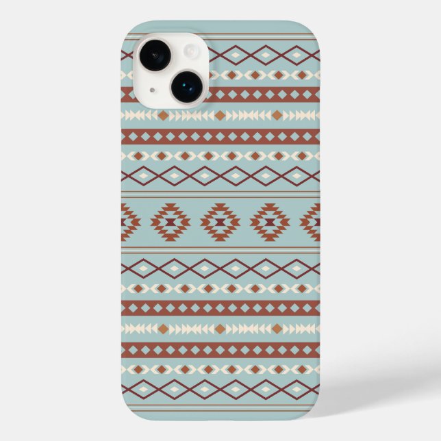 Aztec Mixed Motif Pattern Rusts Cream Blue Case-Mate iPhone Case (Back)