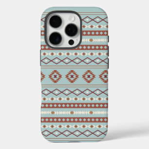Aztec Mixed Motif Pattern Rusts Cream Blue iPhone 16 Pro Case