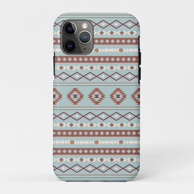 Aztec Mixed Motif Pattern Rusts Cream Blue Case-Mate iPhone Case (Back)