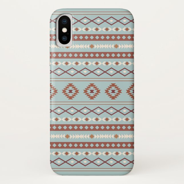 Aztec Mixed Motif Pattern Rusts Cream Blue Case-Mate iPhone Case (Back)