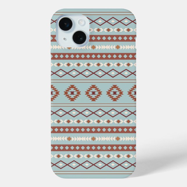 Aztec Mixed Motif Pattern Rusts Cream Blue Case-Mate iPhone Case (Back)